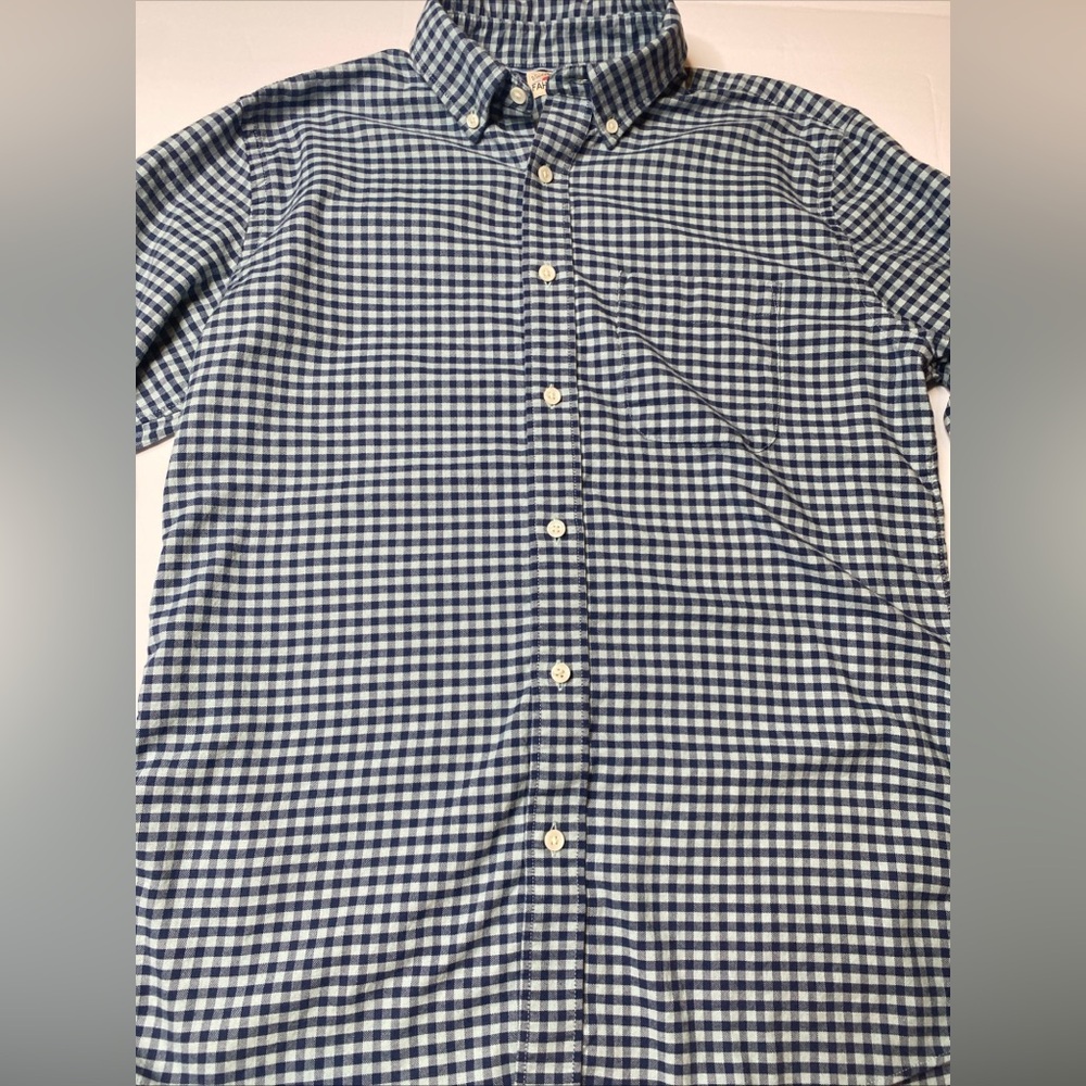 Faherty Brand Mens Size Medium M Long Sleeve Button Up Shirt Blue Check